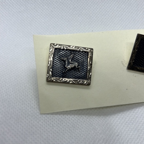 VINTAGE CUFF LINKS STAMPED “STERLING” SILVER WESTERN BRONCO HORSE - Picture 4 of 10